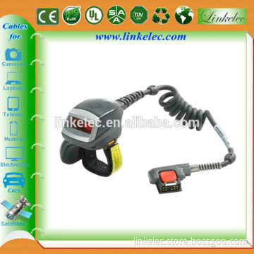 coiled Motorola Symbol barcode scanner cable